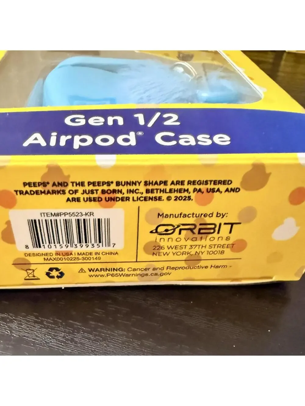 NIB Peeps Blue Silicone Airpod case‎ Apple Gen 1 & 2 Easter Basket Stuffer